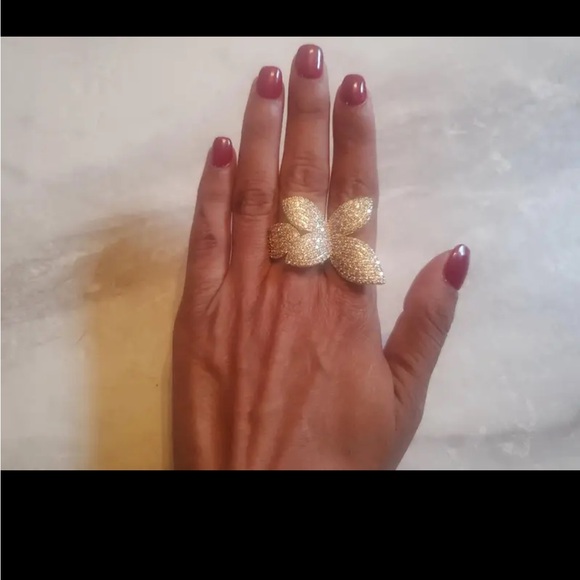 Beautiful Moissanite Gold Butterfly Ring - Adjustable - Picture 4 of 15